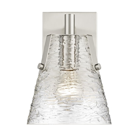 Z-Lite Analia Wall Sconce, 1-Light, 6.5 In.W x 7.5 In.L x 9.25 In.H, Brushed Nickel/Clear Ribbed 1101-1S-BN